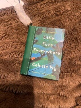 COACH Green Leather Book keychain with Printed Cover “Little Fires Everywhere”